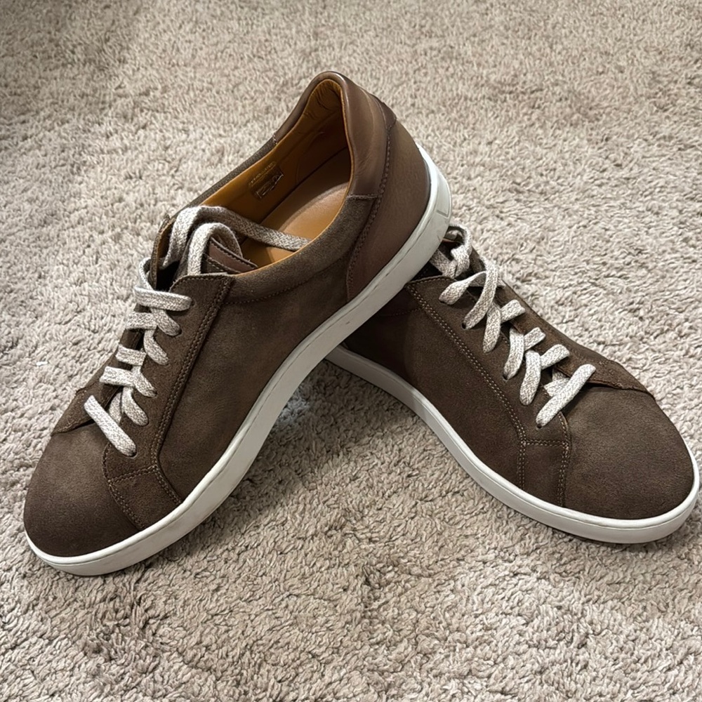 Magnanni Brown and White Sneakers Suede Low-Top